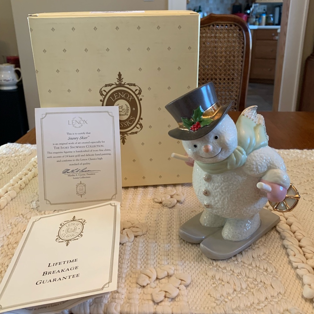 Lenox Classics Snowy Skier Snowman Figurine